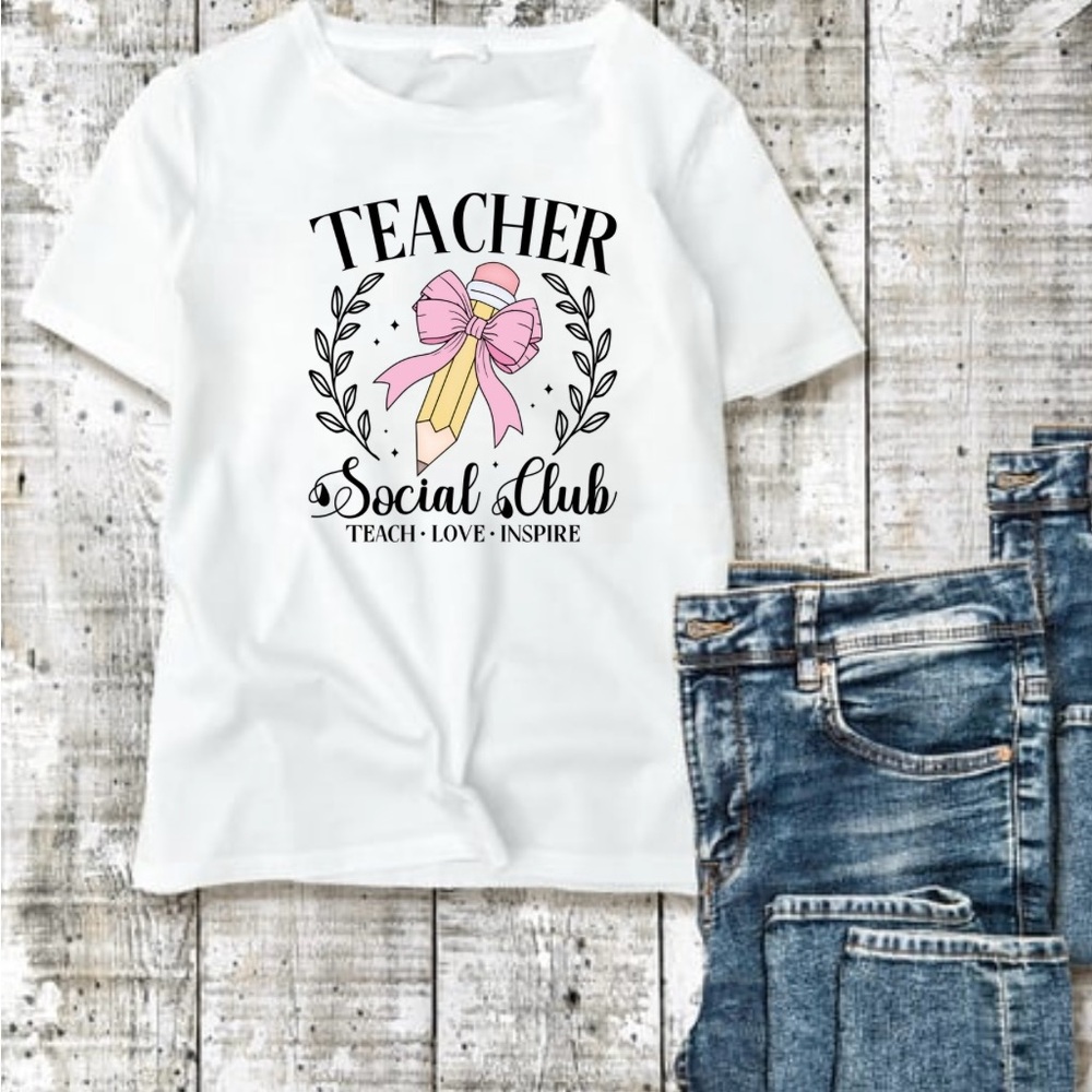 White  Shirt with Pink and Yellow Bow Design